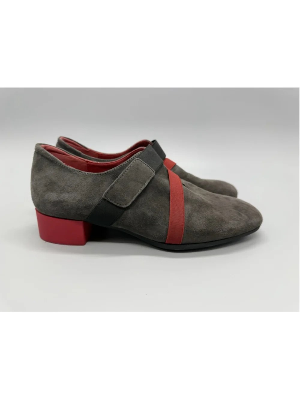 Sabrinas Made In Spain Men’s Shoes Suede Slip On Gray And Red Size 39